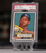 Mickey Mantle's 9.5 graded card that fetched $12.6 million (Photo from Matt Dirksen/Getty)